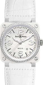 BR-03-92-WHITE-CERAMIC-DIAMOND-LS  BELL & ROSS BR03-92 AUTOMATIC MIDSIZE WATCH