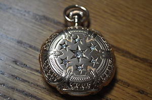 vintage antique 14 K yellow gold diamond engraved pocket watch # 2412865 hunters