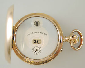 Scarce 14K Gold and Enamel JUMP DIGITAL Pocket Watch by Cortebert c1890
