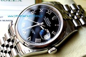ROLEX DATEJUST REF 116200 NEW 36mm BRACCIALE JUBILEE ROMAN NUMERALS WARRANTY BOX