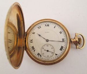 Estate Jewelry 14k Yellow Gold Men's Elgin  Pocket Watch Double Hunter Case