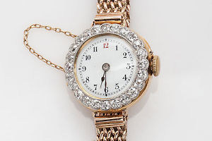 Antique 1800s $8000 3ct Old Euro VS G Diamond Platnum 18k Gold Ladies Watch RARE