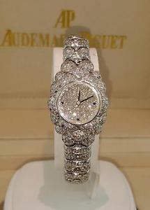 Audemars Piguet 18k Gold Full Factory Pave Diamond Ladies RARE $80,000 + 12ct.