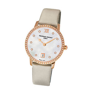 FREDERIQUE CONSTANT SLIMLINE FC-220MPW4SD34 LADIES WHITE SATIN DIAMONDS WATCH