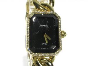 Auth CHANEL 18K Yellow Gold Diamond Premiere L Womens Watch Quartz