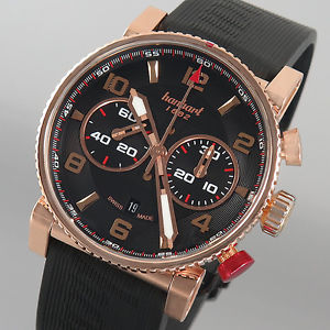 HANHART "Primus Racer Gold Black" Ref.741.010 CHRONO Rotgold/Kautschuk-limitiert