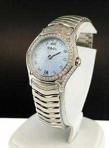 Ebel Classic Wave 28mm Full Diamond Case & Dial E9090F27-30 Box & Papers $8,000
