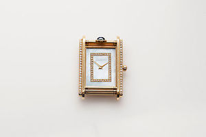 RARE $12,000 DeLaneau 18k Yellow Gold 2ct VS F Diamond Mens SHUTTER WATCH 40g