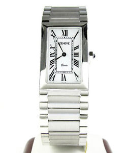 Mens 14k Solid White Gold Geneve Italy Made Bracelet Automatic Watch