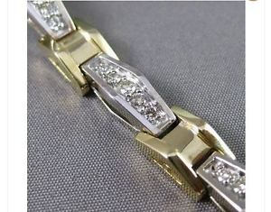 ANTIQUE LONG 1.10CT DIAMOND 14KT YELLOW GOLD PYRAMID TENNIS BRACELET #19203