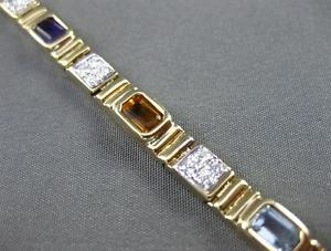 ANTIQUE 8.0CT DIAMOND & AAA MULTI GEM 14KT WHITE & YELLOW GOLD BRACELET #18546