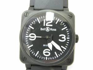 Auth Bell & Ross Rubber Belt BR-03-92 Watch BR03-92 Black Automatic Men