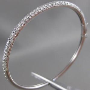 ANTIQUE 2.20CTW PAVE DIAMOND 18KT WHITE GOLD BANGLE BRACELET 3MM F/G VS #9328