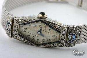 Uhr Art Deco antik Diamanten Gold Weißgold Vintage Watch diamaonds whitegold .