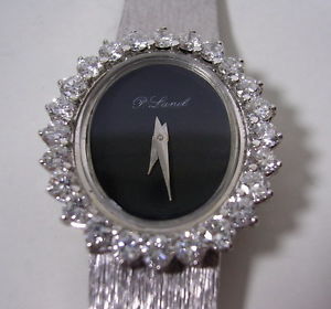 SUPERBE MONTRE BIJOUX OR GRIS 24 DIAMANTS ANCIENNE DE COLLECTION VERS 1950
