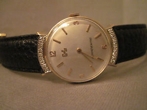 vintage mens Gensler Lee Solid 14k yellow/white gold/Diamonds, sting ray leather