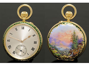 Antique Edwardian 18ct Gold and Enamel 19 Jewel Pocket Watch - London 1909