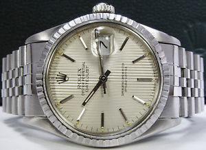 ROLEX - Mens 36mm Stainless DateJust Silver Stick Tapestery - 16220 SANT BLANC