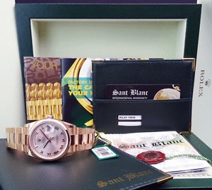 ROLEX 18kt Rose Gold DayDate Oyster Rose Roman Smooth Bezel 118235 - SANT BLANC
