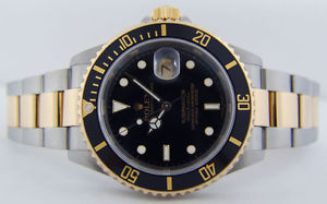 ROLEX - Mens 18kt Gold & SS SUBMARINER Black - 16613 SANT BLANC