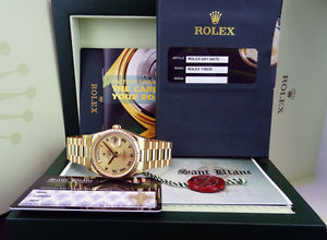 ROLEX 18kt Gold 36mm President GOLD Roman 118238 - SANT BLANC