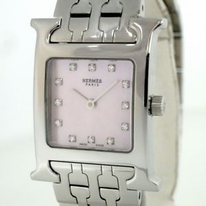 Auth HERMES H-watch Women's Quarts SS&Diamond HH1.210 138744