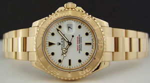 ROLEX - Mens 18kt Yellow Gold 40mm YachtMaster - White Index - 16628 SANT BLANC
