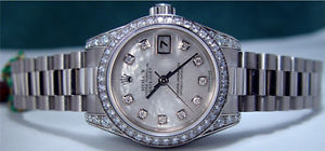 ROLEX - 26mm Ladies 18kt White Gold Datejust President - MOP Diamond - 179159