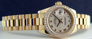 ROLEX - Ladies 26mm 18kt Gold PRESIDENT White Bold Roman 179138 SANT BLANC