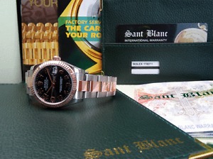 ROLEX - DateJust 31mm MidSize Rose Gold & SS Black Concentric 178271 SANT BLANC