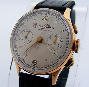 Vintage Cuervo y Sobrinos  Chronograph 18 k Solid Gold Case