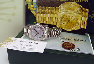 ROLEX  Mens 18kt White Gold Day-Date President GLACIER Roman 118239 SANT BLANC