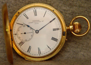 1881 London solid 18k full hunter ~ 1/2 1/4 repeater