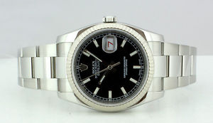 ROLEX UNWORN 2012 Mens 36mm WG & SS DateJust Black Index - 116234 SANT BLANC
