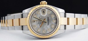 ROLEX - Ladies 18kt Gold & SS DateJust Mother of Pearl Diamond 179173 SANT BLANC
