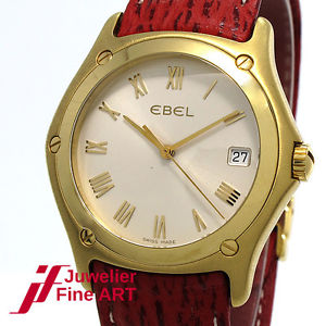 EBEL Classic Wave - 18K/750 Gelbgold - Leder - Ø 37 mm - Quarz - 83,2g