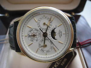 Super RARE KELEK Theorein Perpetual Calendar Automatic 18K Gold Tag Pusher Box