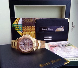 ROLEX - Men's 18kt Gold YACHTMASTER Mother Of Pearl Pearl RUBY 16628 SANT BLANC