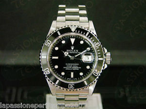 Rolex Submariner 16610 Bracciale Oyster Ghiera Nera Black Dial N.766 Data ore 3