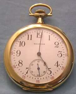 Pocketwatch Watham 14K Gold Open Face 12 Size 15 Jewel