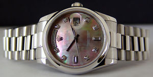 ROLEX - Pure Platinum DayDate President Tahitian Mother Of Pearl Diamond 118206
