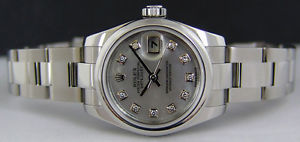ROLEX - Ladies Stainless 26mm DateJust Mother of Pearl Diamond 179160 SANT BLANC