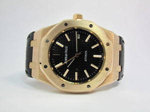 AUDEMARS PIGUET ROYAL OAK 39MM ROSE GOLD 15300 BLACK DIAL BOX & PAPERS