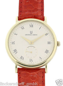 UNIVERSAL GENEVE 18ct GOLD HERREN-ARMBANDUHR - sehr  flach - ca. 80er/90er JAHRE