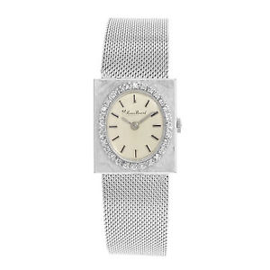 Lucien Piccard 14k Weiß Gold Quartz Damenuhr
