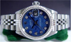 Lady ROLEX WG SS DateJust SodaLite DIAMOND 79174 SANT BLANC