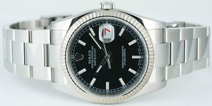 ROLEX - Mens 36mm White Gold & SS DateJust Black Index Dial - 116234 SANT BLANC