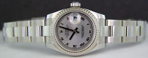 ROLEX - Ladies 26mm 18kt WG & SS Datejust Rhodium Roman Dial 179174 SANT BLANC