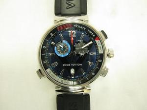 Auth LOUIS VUITTON Stainless Steel Rubber Tambout Nautica Watch Q102D Quartz Men