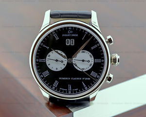 Jaquet Droz J024034202 Chronograph Grande Date 18K White Gold Black Dial